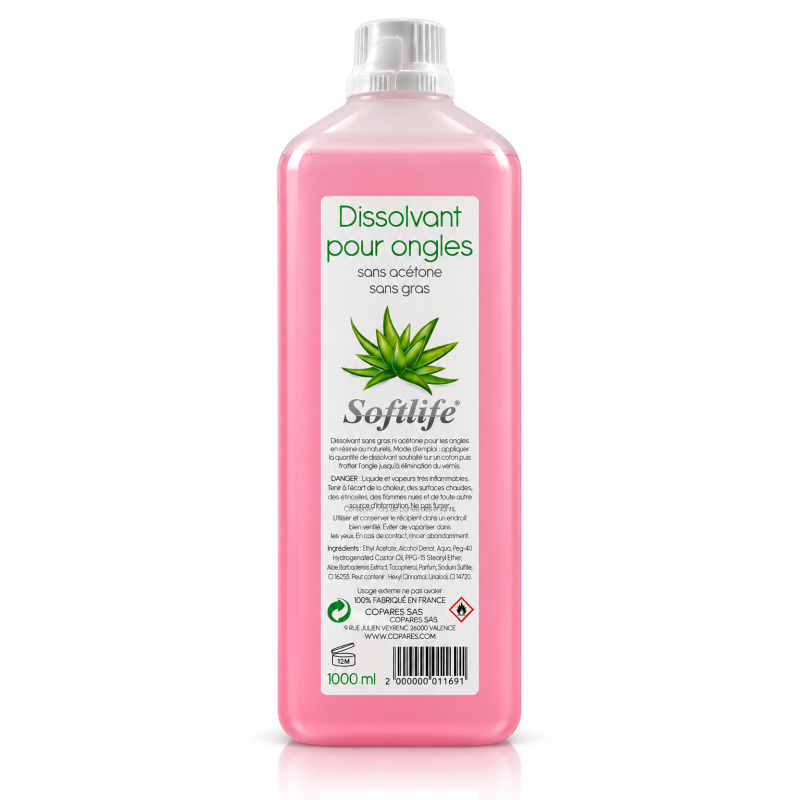 Dissolvant ongles sans acetone 1lt